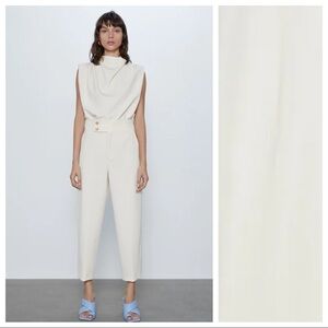 NWT. Zara Cream High-waist Trousers. Size S, M.